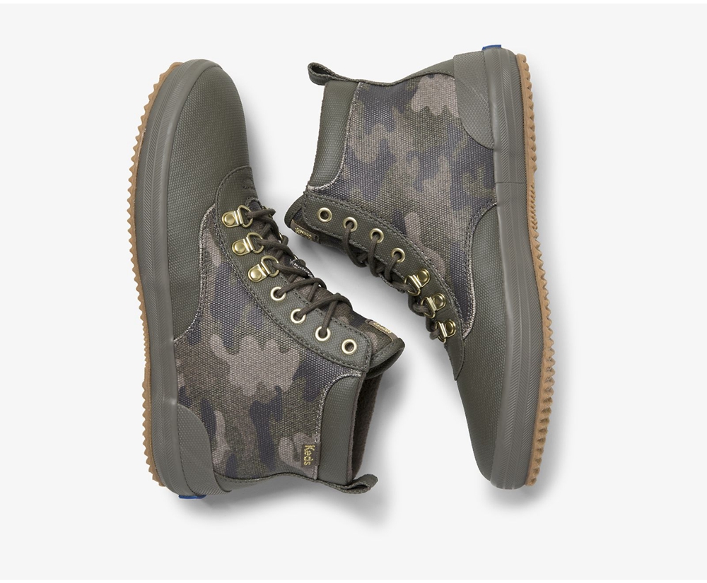 Keds Womens Boots Olive - Scout II Water-Resistant Camo Canvas w/ Thinsulate™ - 951VRODSF